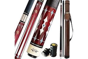 TaiBA 2-Piece Pool Stick With 1x1 Case,13mm Tip, 58", Hardwood Canadian Maple Professional Billiard Pool Cue Stick 19-20 Oz (Selectable)-Blue, Black, Red, Gray, Green, Brown