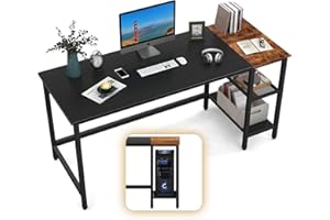 eSituro SCD0035 L-shaped Computer Desk Corner PC Laptop Workstation Study Table Gaming Desk for Home and Office with Shelves Wood and Steel Light Oak/Black