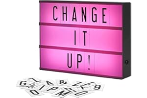 My Cinema Lightbox Sign with Color-Changing LED, 30.5 x 23 cm - - Light Up Word Box with Letters, Numbers, Symbols - Three Modes - Cinema Room Sign, Pure White, RGB, Color Freeze, Letter Storage