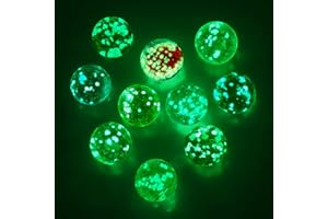 Ainiv Pack of 10 Glass Marbles for Children, 16 mm Colourful Glass Marbles for Chess Players, Retro Fidget Toys, Marbles Glow in the Dark for Marble Track Game, DIY Projects or Home Decoration