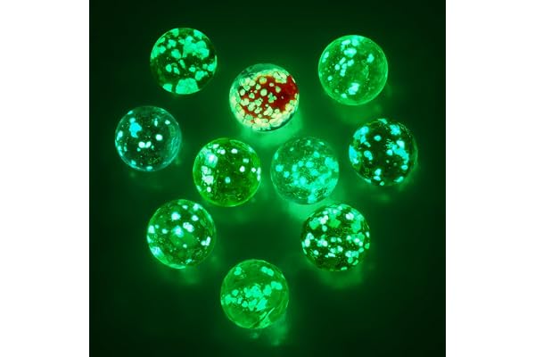 Ainiv Lot de 10 Billes en Verre Phosphorescentes, 12 mm Billes Mouchetées Multicolores, Projets de Bricolage ou Décoration de La Maison, Jouets de Sport D'intérieur et D'extérieur