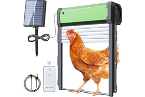 AISSOM Hühnerklappe Solar Rolltor,Automatische Hühnerklappe Solar,Hühnerklappe Hühnertür mit Timer, Lichtsensor, Fernbedienung, Intelligenter Einklemmschutz Automatisch Wasserdichter für Hühnerstall