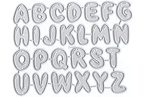 DzIxY Set di 26 fustelle in metallo con alfabeto inglese per timbri trasparenti e fustelle in metallo, per realizzare biglietti, scrapbooking, forniture di carta, sigilli, tasche di stoccaggio