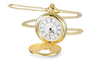 Yaomiao Halloween Vintage Taschenuhr für Herren Glatt Quarz Taschenuhr mit Kette Antik Kettenuhr mit Römisch Ziffern für Papa Damen Weihnachten Geburtstag