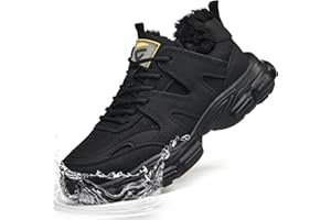 KOIFISH Sicherheitsschuhe Damen Winter Wasserdicht Arbeitsschuhe Warm Gefüttert Stahlkappenschuhe rutschfest Leicht Schutzschuhe