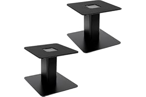 TLINGT SUPPORT Desktop Speaker Stands(Pair) - Heavy Duty 17.8 x 17.8 cm Metal Tray, Sturdy Flat Base for 4" to 7" Monitor & Bookshelf Speakers, Monitor Speaker Stand Riser for Home/Studio Speakers,15cm Tall/Black