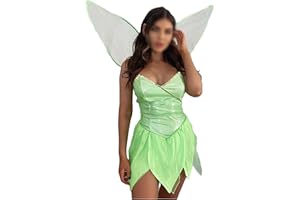 Acrawnni Women's Tinkerbell Forest Fairy Costume Halloween Pretty Pixie Princess Cosplay Tube Tops Dress with Wings