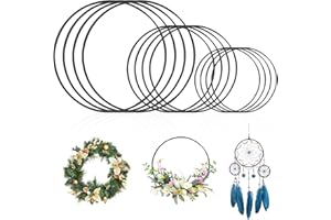JOZMMZEOOA 12 Pièces Cercle Metal,DIY Créativité Anneau Metal Anneaux Décoratifs en Métal Diamètre 10/15/20 CM Épaisseur 2.8 MM,pour Guirlandes de Mariage et Décorations Murales (Noir)
