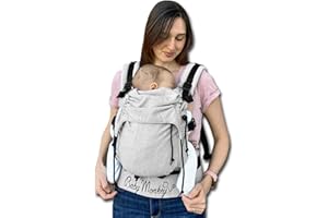 BABYMONKEY Regolo Baby Monkey Marsupio neonato ergonomico, porta bebe, Essential Grigio chiaro, zaino porta bambino e neonato (0-24 mesi)