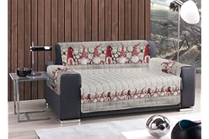 CAPITANCASA Salvadivano Copridivano Trapuntato Disegno Gnomi Colore Rosso 3 Posti Rosso