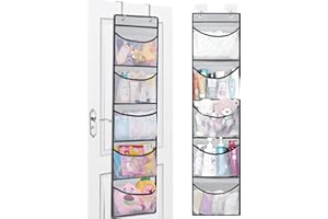 GBLAVM Organizador Armario,Organizador Colgante con 5 Bolsillos Grandes,4 Ganchos y 8 velcros, Organizador Puerta Colgante para Puerta,habitación de los niños,baño