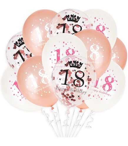 Oblique Unique® Konfetti Luftballon Set – 15 Stück Schwarz, Gold, Transparent Für 18. Geburtstagsparty