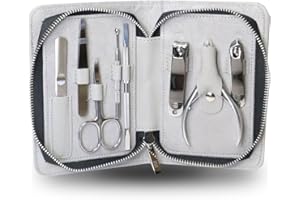 Rui Smiths Kit Pro per Manicure in Acciaio Inossidabile da 8 Pezzi per la Casa e il Salone con Pinza per Cuticole di Precisione Professionale e Spingicuticole in Metallo Stile n. 105