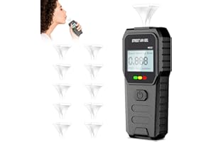 Unichefry Alcootest Ethylotest Electronique, Alcootest Professionnel de Haute Précision avec Affichage Numérique LCD Bleu, 10 Embouchures, Portable Testeur d'alcool pour Usage Domestique et Personnel