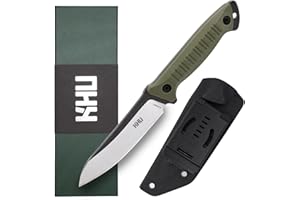 KHU Couteau à lame fixe Couteau de survie bushcraft - Acier 420HC Nylon Plastique poignée, Outdoor chasse Camping Accessoires - Avec étui Kydex - 27A