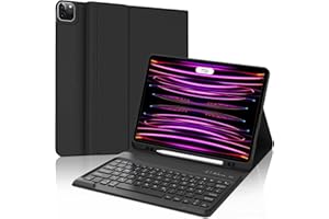 SENGBIRCH Keyboard Case for iPad Pro 12.9 Inch 6/5/4/3 Generation, Magnetic Removable with German QWERTZ Layout Keyboard, Soft TPU and Leather Case, Black