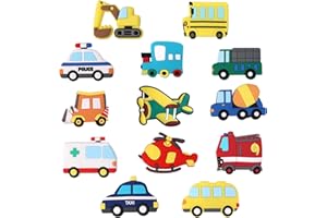 LASUROA 13stk Kühlschrankmagnete für Kleinkinder, Transport-Kühlschrankmagnete mit Auto Boot Flugzeug Fahrzeug Pädagogisches Lernspielzeug für Jungen und Mädchen