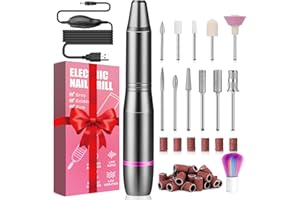 FOLAI Torno para Uñas, Lima de Uñas Profesionales con Set de 11 Tipos de Brocas de Pulido Pedicura, Lima Electrica Uñas de Vlocidad Ajustable para Manicura Pedicura(negro)…