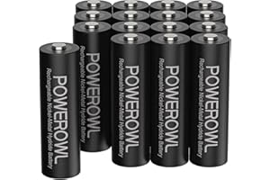 POWEROWL 16 x 2800 mAh baterie AA do wielokrotnego ładowania, wysoka pojemność, bez efektu pamięci, 1,2 V, Ni-MH, 1200 cykli
