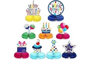 XoeLLe 9 Stück Tischdeko Geburtstag, Bunte Geburtstagsdeko MäDchen, Happy Birthday Deko, Waben Zuckerbienen Deko Papier Geburtstagsparty Zubehör für Kindergeburtstage Party