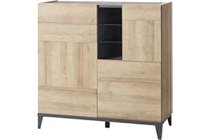 Composad | Madia della Linea VITTORIA con 3 Ante e 1 Vano, Credenza Soggiorno, Madia Moderna, Mobile Ingresso, (LxAxP) 120x120x45 cm, Colore Rovere e Grigio Tadao, Made in Italy