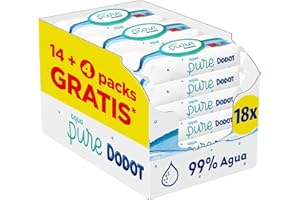 Dodot Aqua Pure – chusteczki do czyszczenia niemowląt, 99% wody, 864 chusteczki, 18 opakowań (18 x 48)
