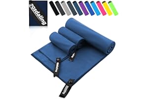 Fosdaling Mikrofaser Handtuch 3er Set（Groß 160×80cm und 2 Klein 80×40cm）, Schnelltrocknend Microfaser Fitness & Sport Handtücher, für Strandtuch, Badetuch, Sporthandtuch und Reisehandtuch