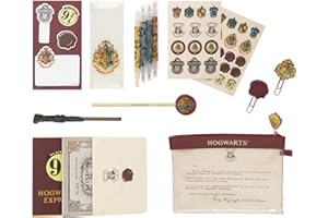 Grupo Erik - Set de Papeterie Harry Potter | Inclut : 1 Stylo Bille, 1 Crayon de Papier, 4 Surligneurs, 2 Trombones, 3 Carnets A6, des Stickers | Papeterie Kawaii