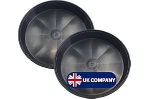 P DOT WOLF 40cm (16”) Diameter Pack of 2, UK Made Plant Pot Saucers, Flower Pot Saucer - Black Plastic Plant Saucers - Ideal as a Drip Base Plant Pot Trays For Garden Pot Saucer Indoor/Outdoor Plants