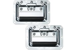 FVLFILASDAS Adam Hall Hardware 34082 M2 AH - 2er Set Klappgriff/Kistengriff gefedert silber in 8 mm Einbauschale