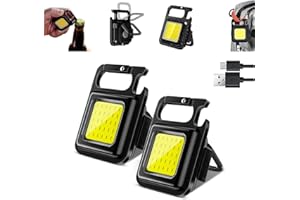 VICYOL S&D 2x Mała Latarka COB LED z Brelokiem, ładowalna, Magnetyczna z USB, Wodoodporna Kieszeń z Czterema Trybami światła, Do Pracy Wielofunkcyjnej. Mini światło Awaryjne, Otwieracz do Puszek, Naprawy.