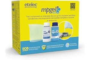 ETELEC Kit MPGEL 0,500 Litri, Gel Isolante Siliconico Bicomponente, Riempimenti Sigillature Scatole Cassette Derivazione Fino1 kV, Confezione 2 Flaconi 250 ml