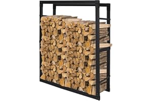ISOISL Brennholzregal 100x80x25cm Kaminholzständer – Großes Kaminholzregal Schwarz Robustes Metall Feuerholzregal für Innen & Außen Vielseitiges Holzregal