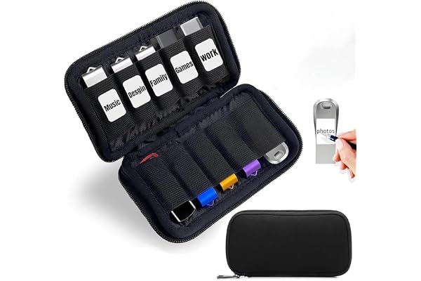 ZORVYN 1 Pièce Sac de Rangement pour Clé USB, Case de Stockage, Étui de Rangement, 10 Emplacements pour Drive