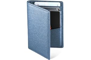WeValley Porte Cartes de Crédit, RFID Blocage, Bifold Portefeuille Homme Cuir Véritable, Rangement Carte de Crédit et Billets (Bleu pâle)