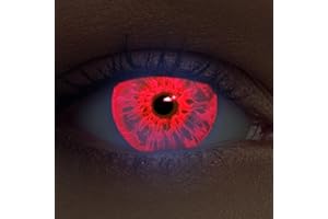 DESIGNLENSES, Leuchtende Halloween The Purge Kostüm Kontaktlinsen rot, 1 Paar (2 Stück),weiche UV Neon Farblinsen "Sparkle" (Sparkle Red, 14.00, 0.00)