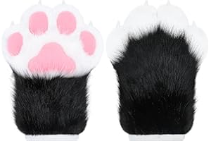 ZFKJERS Cosplay Animal Extended Fluffy Plastic Claws for Cats Fursuit Paw Gloves Adult Costume Accessory Set