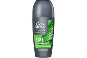 DOVE MEN + CARE Dove Men+Care Advanced Extra Fresh Men's Antiperspirant Deodorant Roll On with ¼ moisturising cream & Triple Action technology for 72 hour sweat and odour protection 50 ml, Pack of 6