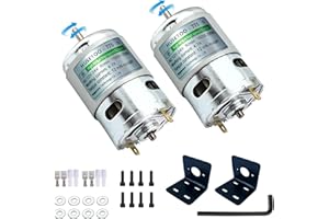 HUSETOO Moteur 775 CC 12 V DC Moteur DC à couple élevé Max 20 000 tr/min Double roulement à billes silencieux Moteur CC (Arbre rotatif rond -2pcs)