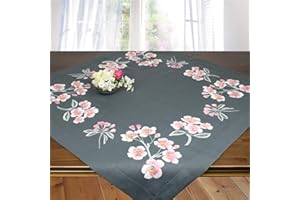 Ernst Schäfer Stickpackung Levi, Tischdecken Set vorgezeichnet zum Sticken, Stickset mit Plattstich und Stielstich zum Selbersticken