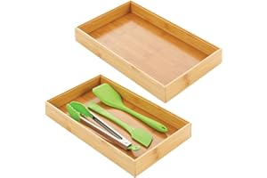 mDesign Porta bustine da te – Eleganti organizer da cucina in bambù e MDF – Organizer portaoggetti per tè, tisane, spezie e molto altro – Set da 2 – bambù