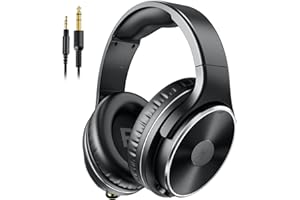 OneOdio Casque Audio Filaire pour Guitare, Piano avec Micro, Confort Léger avec Port de Partage, Audio Hi-FI et Hi-Res, Circum- Auriculaire pour Téléphone, PC, Clavier, Studio, DJ, Noir