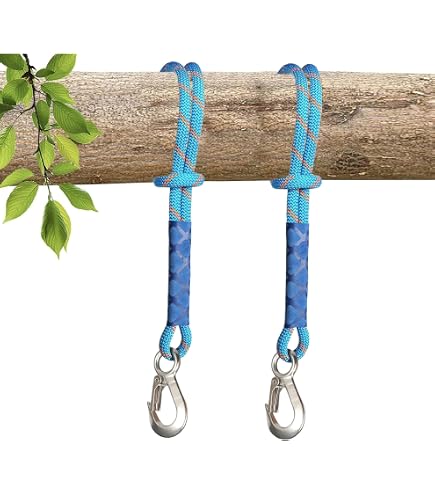 MAMOI – 2 Cordes De Balançoire Réglables 85-140 Cm, Avec Mousquetons Métalliques, Charge 50 Kg, Coton Naturel