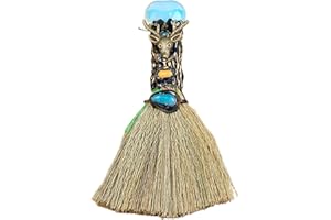 smai Escoba de cristal de bruja de altar, adorno de bruja de cristal, artesanía de punta de amatista, gema en forma de corazón para Fengshui, decoración energética