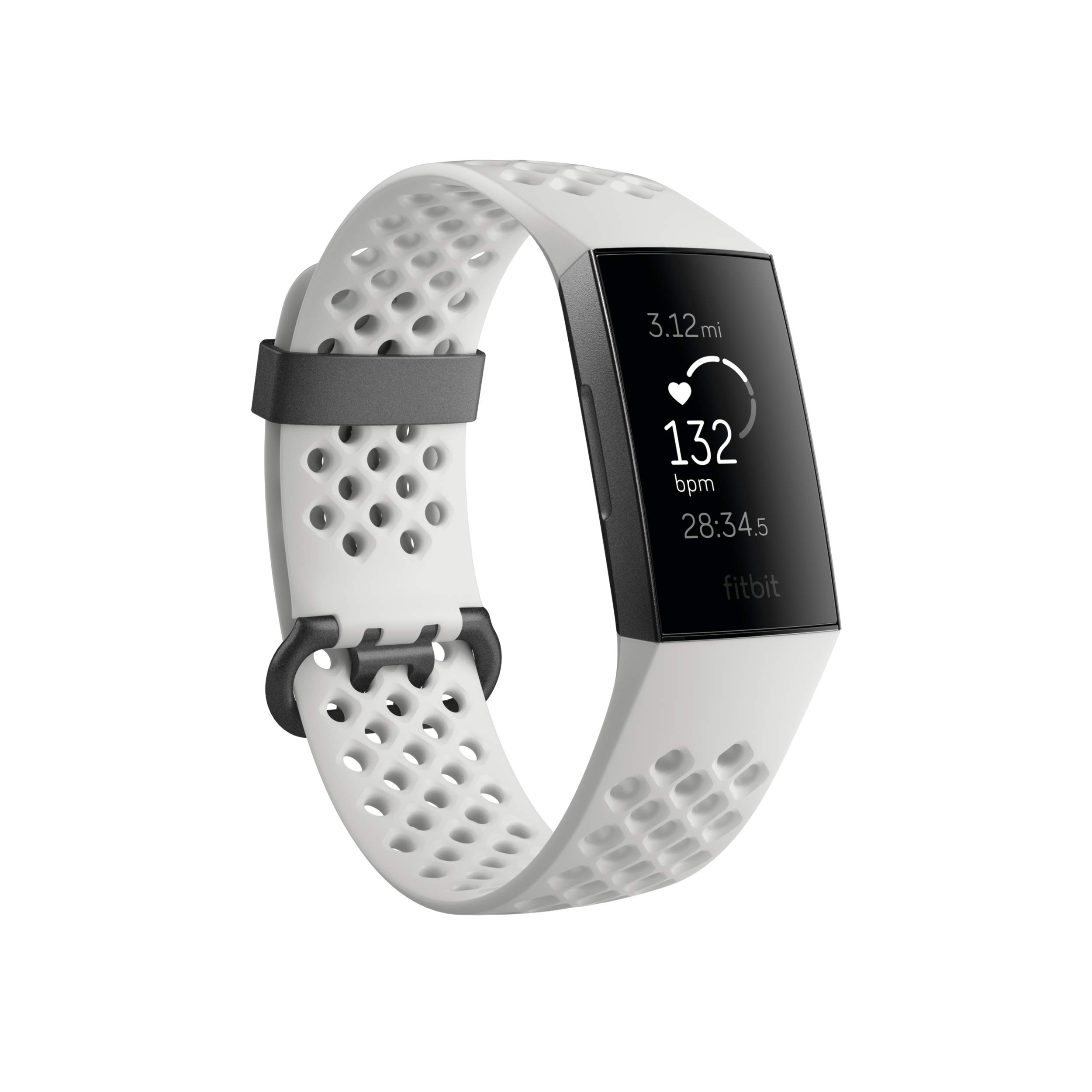Fitbit Fitbit Charge 3 SE Fitness Activity Tracker Graphite/White Silicone, One Size, White (S & L Bands Included)