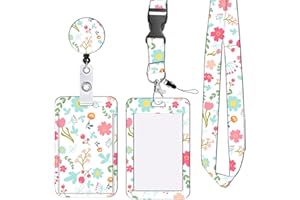 REEKNOKOL Soporte para insignia deslizante floral, carrete de insignia desmontable con cordón para tarjetas con clip de mosquetón, carrete retráctil para mujeres, enfermeras, profesores, estudiantes (flor rosa)
