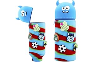 Wydexint Kawaii Federmäppchen, Mäppchen, 2-in-1 Weiche Silikontasche, Stand Up Federmäppchen, Tier Stifthalter, Cartoon Bleistifthalter Für Mädchen Und Jungen (Monster)