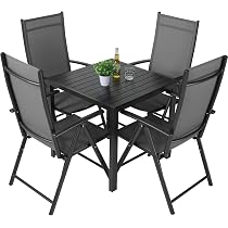 Portata 120kg Set 2 Sedie Da Giardino LIFERUN: Pieghevoli, Schienale Alto, Grigio, Set Sedie Esterne - 7