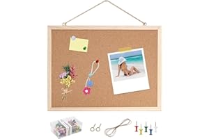 Barlone Korkwand Mit Holzrahmen 20 x 30cm, Pinnwand Korktafel, Cork Board Mit 100 Stk Pinnwandnadel, Klein Für Notiztafeln, Vision Boards, Büros, Klassenzimmer