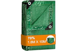 BeGrit Greenhouse Shading Net with Grommets Pergola Shading Netting 70% Shading Rate UV Resistant Sunblock Shade Cloth Greenhouse Shading Blinds for Garden Flower Plant Green (1.8m X 10m)